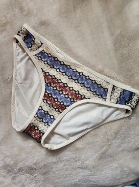 2/$30 Becca Lace Bikini Briefs with Blue and Rust Stripes